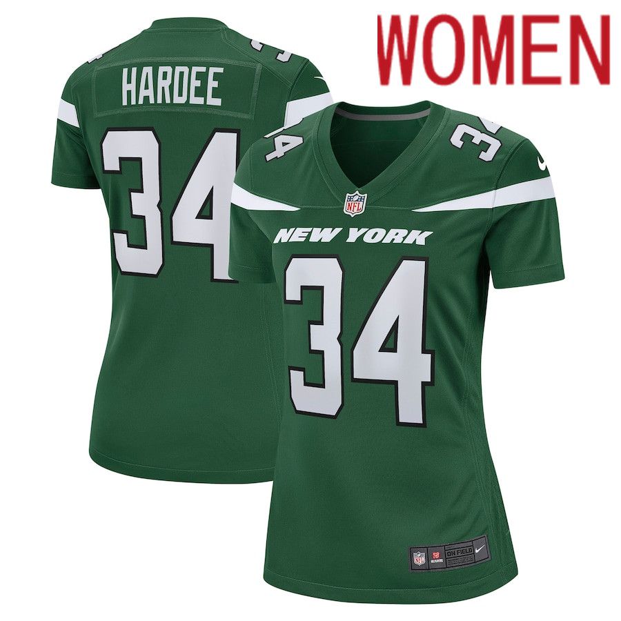 Women New York Jets #34 Justin Hardee Nike Gotham Green Game NFL Jersey